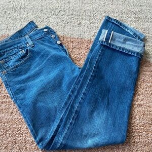 Levi's Selvedge 501 Jeans Button Fly Denim Straight Leg Blue Womens Sz 30